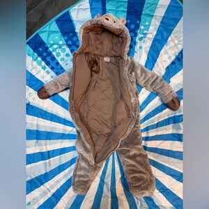 Koala Baby Plush Gray and Brown Bear one-piece fleece jumper 18-24M